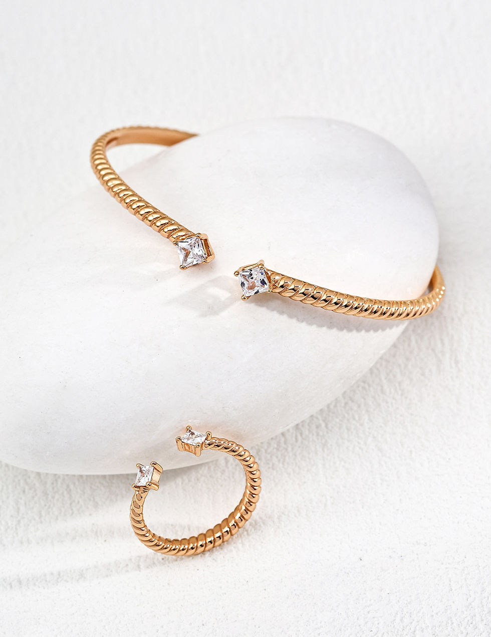 Thumbnail: Minimalist Adjustable Double Star Cubic Zirconia Bracelet