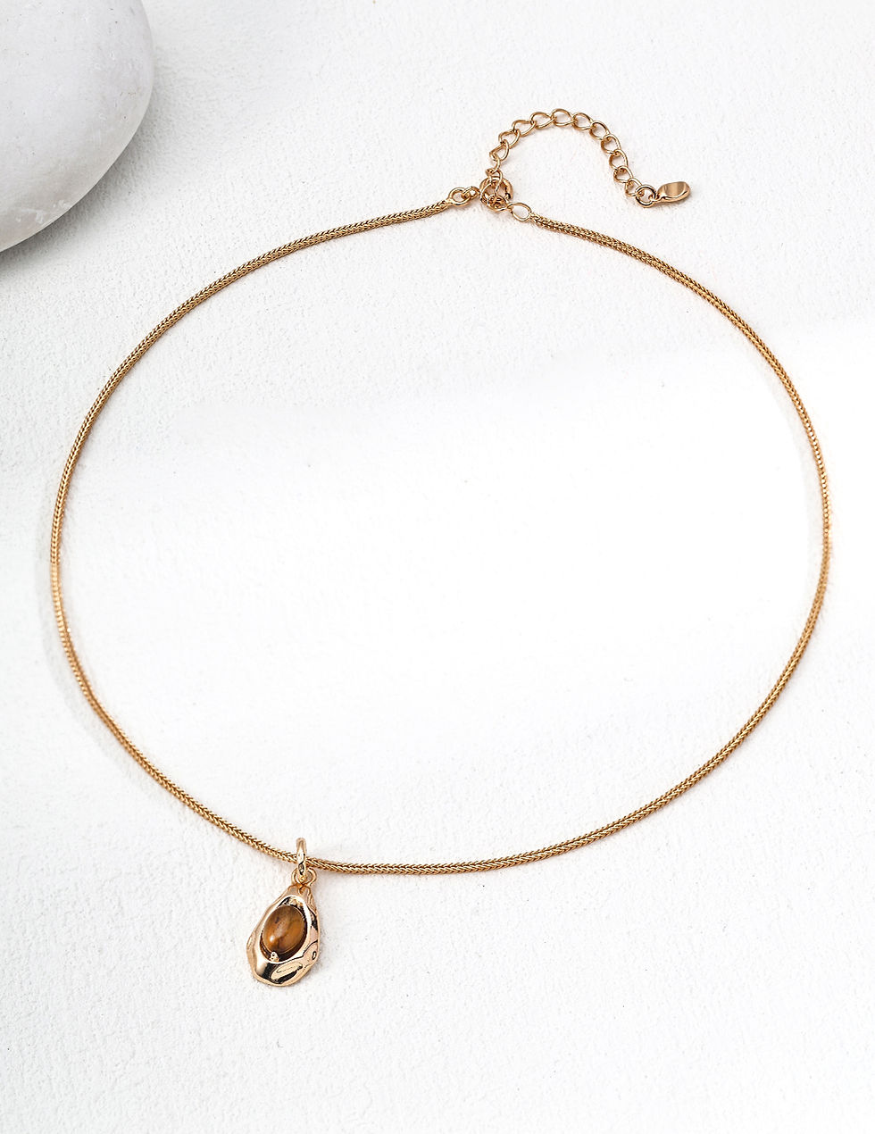 S925 Sterling Silver Natural Tiger's Eye Pendant Necklace