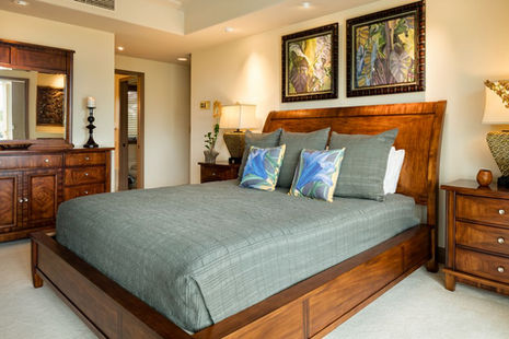 Bedroom at Luxury penthouse vacation rental home at Hualalai on the Big Island of Hawaii with ocean view
