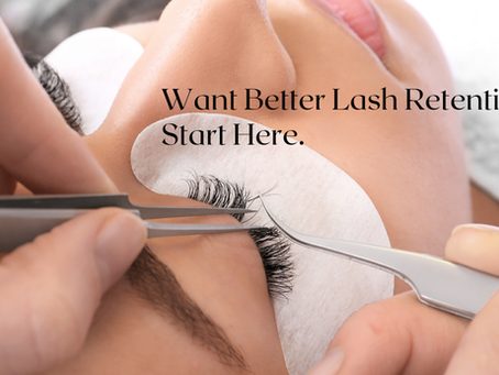 A female has eye lash extensions applied to her natural lashes