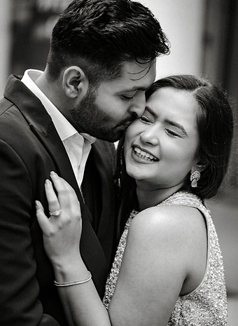 Couple sharing a tender embrace during their pre-wedding shoot.