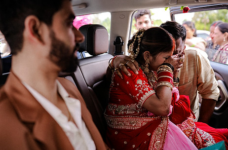 Emotional wedding vidai captured with authentic expressions, family warmth, and cinematic elegance