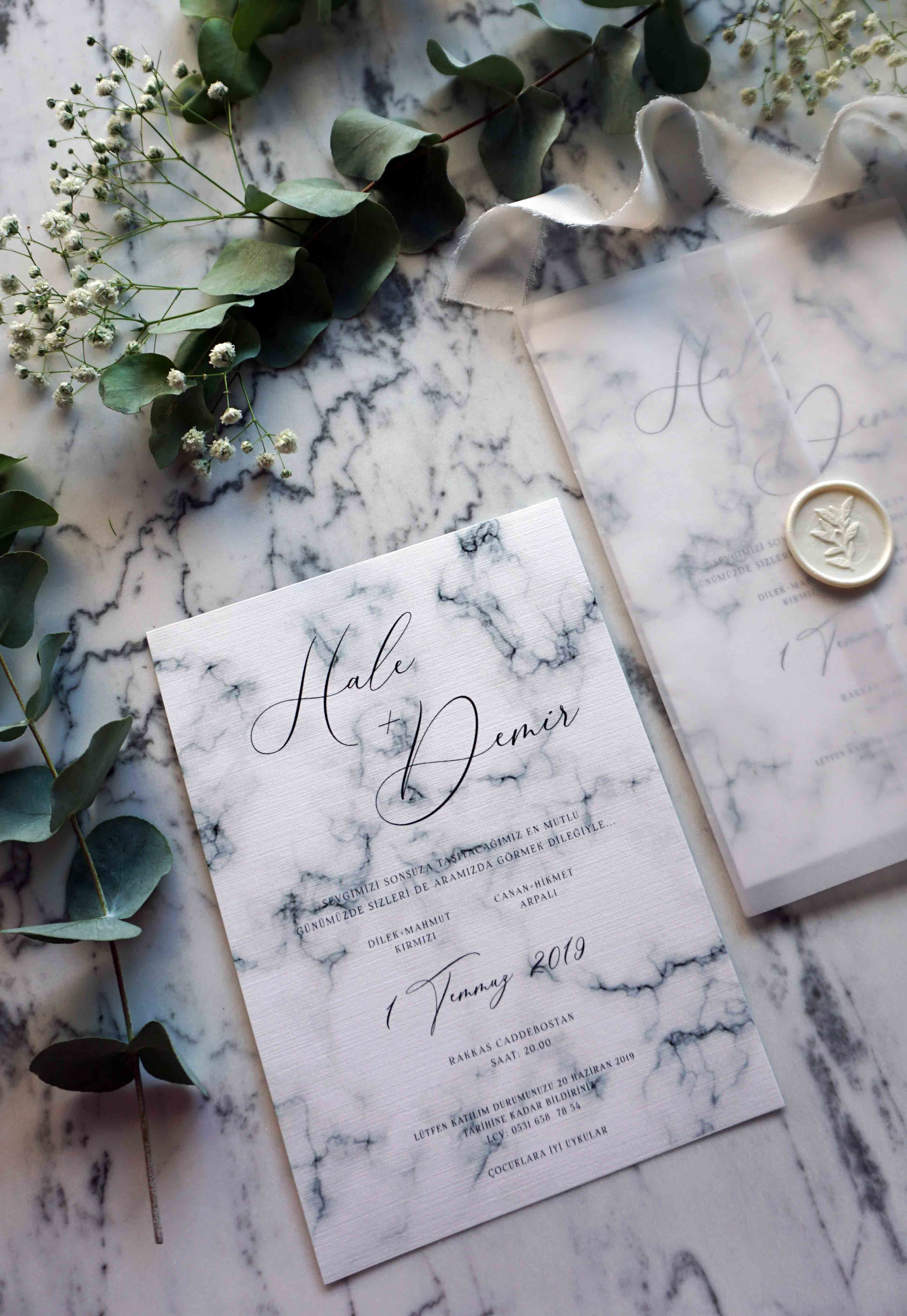 Hale Marble Vellum Wedding Invitation
