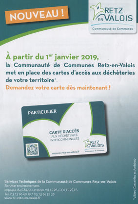 Information : Information accès déchetteries Communauté de communes