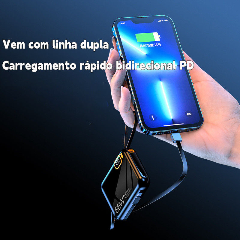 Miniatura: 🔋 Power Bank 12.000mAh com Carregamento Super Rápido 66W e Tela LED