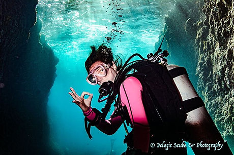 Simone on our dive called the bat cave
