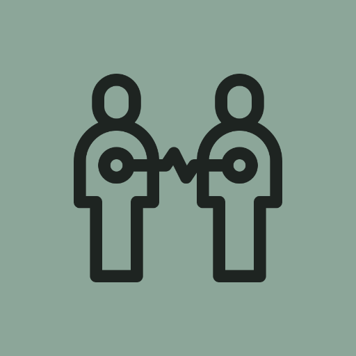 Two figures linked, symbolizing connection
