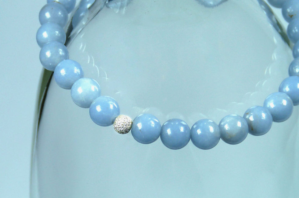 Thumbnail: Angelite Crystal Bracelet with Sterling Silver Stardust Charm