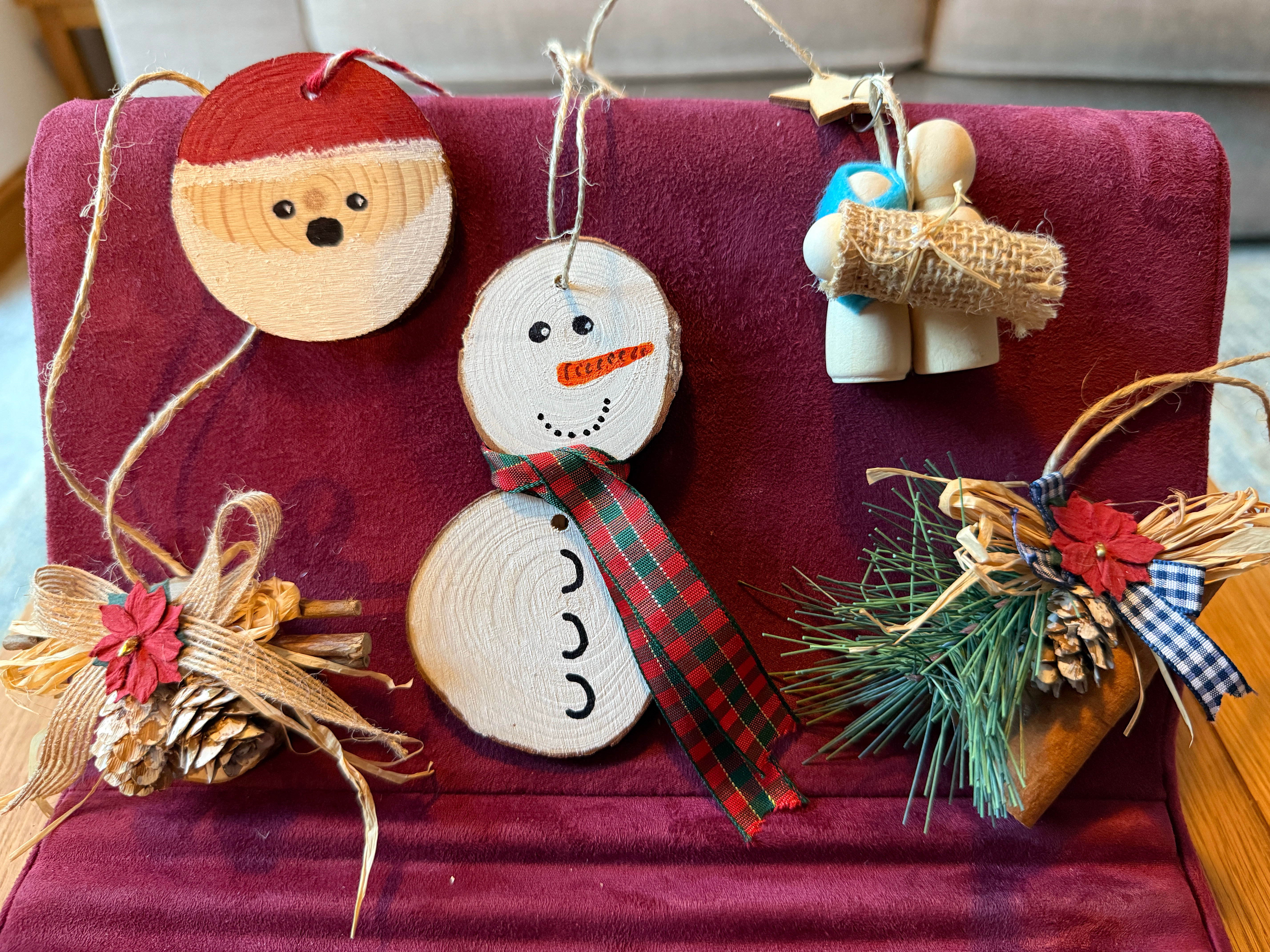 5 handcrafted Christmas decorations (Set #F)