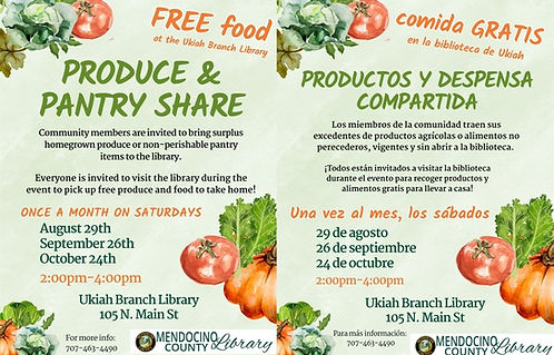 Produce and Pantry Share Aug 29, Sept 26, and Oct 24, 2026 2–4pm