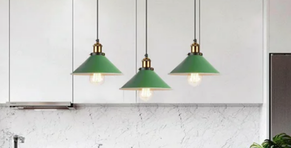 Green kitchen lights