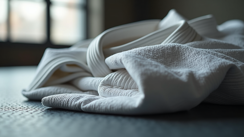 Close-up view of a BJJ gi and belt neatly folded on a mat