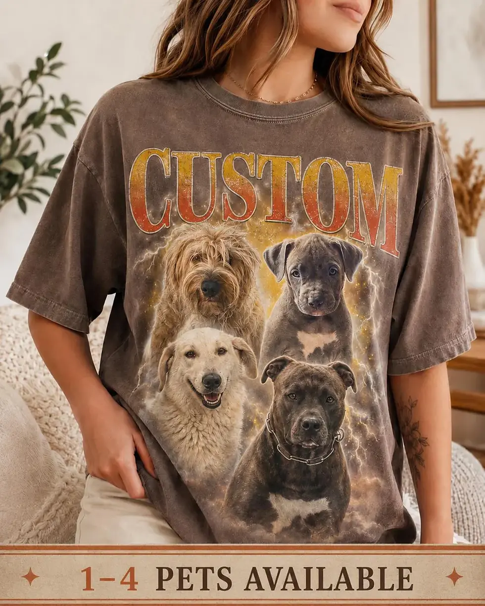 Thumbnail: Personalized Pet Portrait T-Shirt | Custom Dog or Cat Photo Shirt | Vintage Pet 