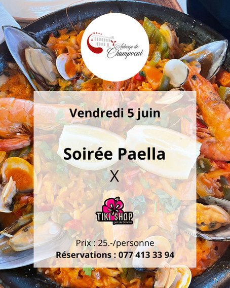 🥘 Soirée Paella au Tiki Shop – Vendredi 5 juin