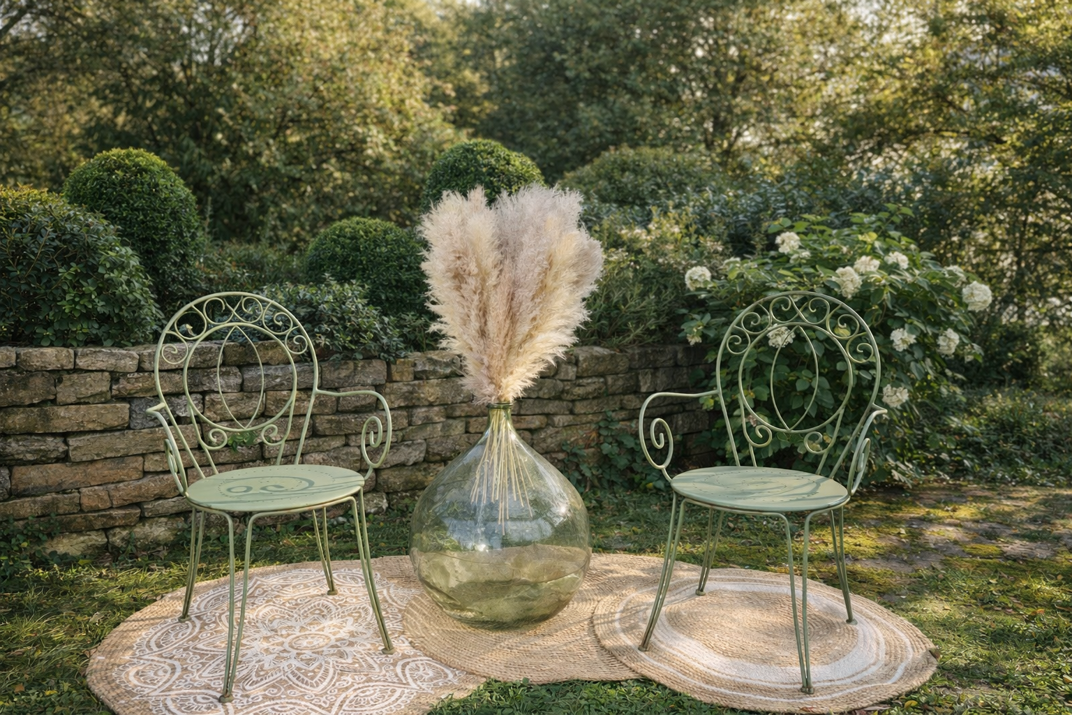 Chaise en métal couleur sauge