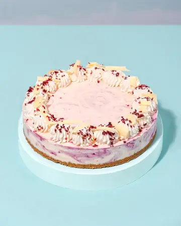 10" Raspberry & White Chocolate Cheesecake