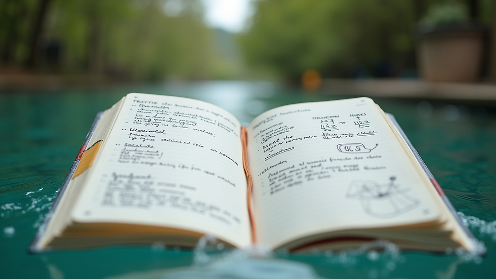 Vue en plongée d’un carnet de suivi alimentaire avec des notes et des dessins colorés
