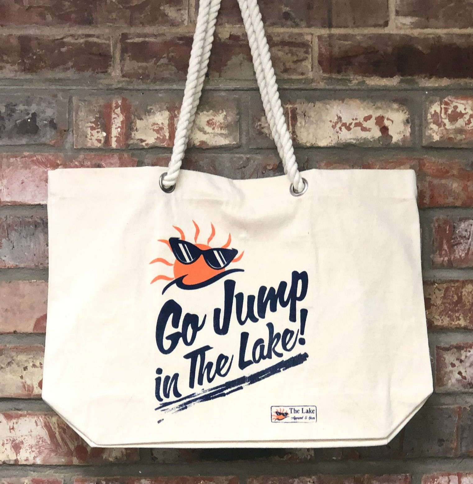 "Jump in the Lake" Rope-Handle Canvas Bag