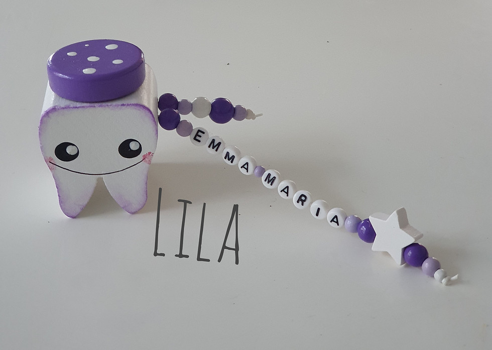 Miniaturbild: Milchzahndose Holz personalisiertmit mit Namen lila