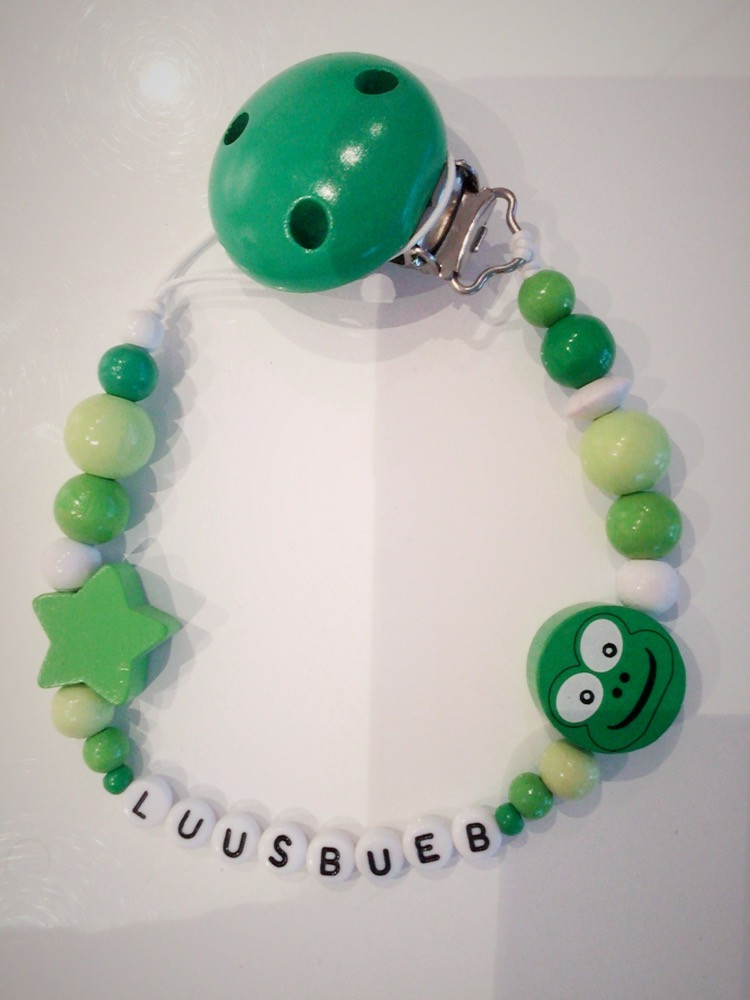 Miniaturbild: Nuggikette mit Namen personalisiert Babyaccessoire grün