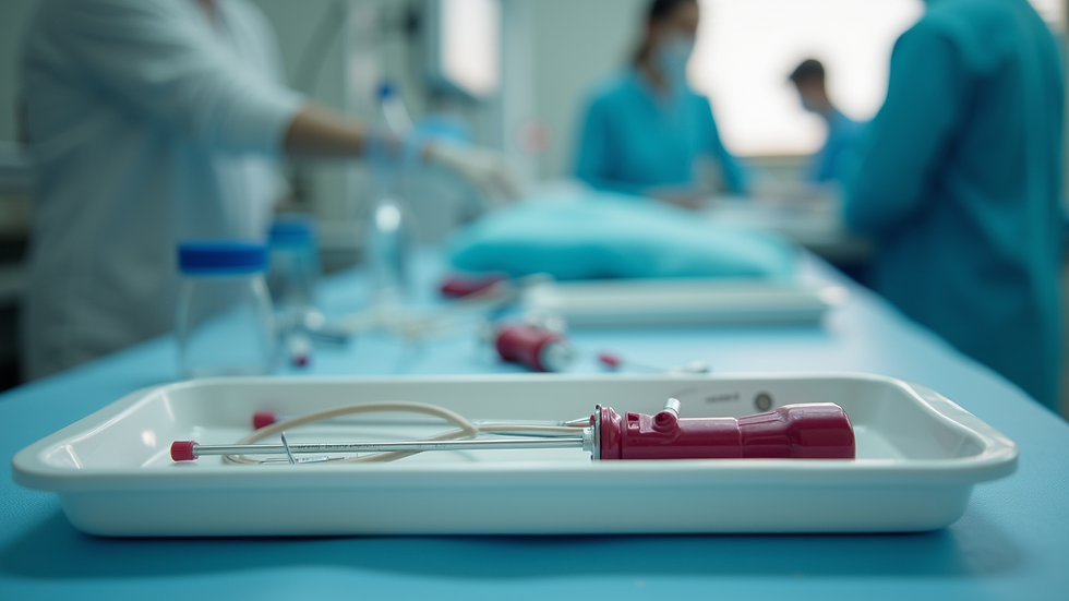 Close-up view of phlebotomy equipment arranged neatly on a tray
