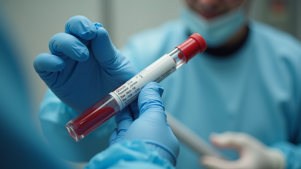 Close-up view of a phlebotomist preparing a blood collection tube