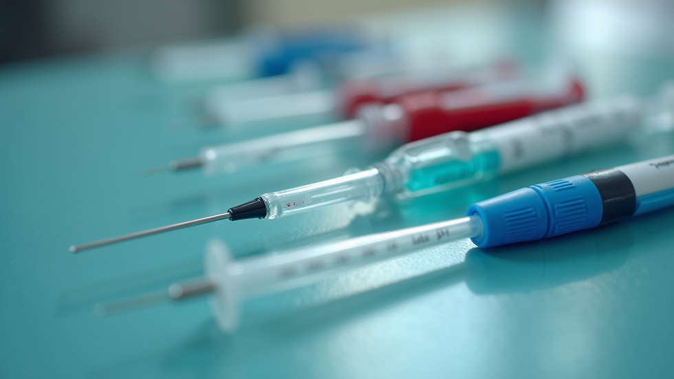 Close-up view of phlebotomy supplies including needles and tubes