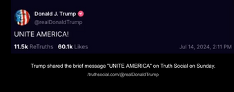 After Biden's Remarks, Trump Shares Truth Social Post