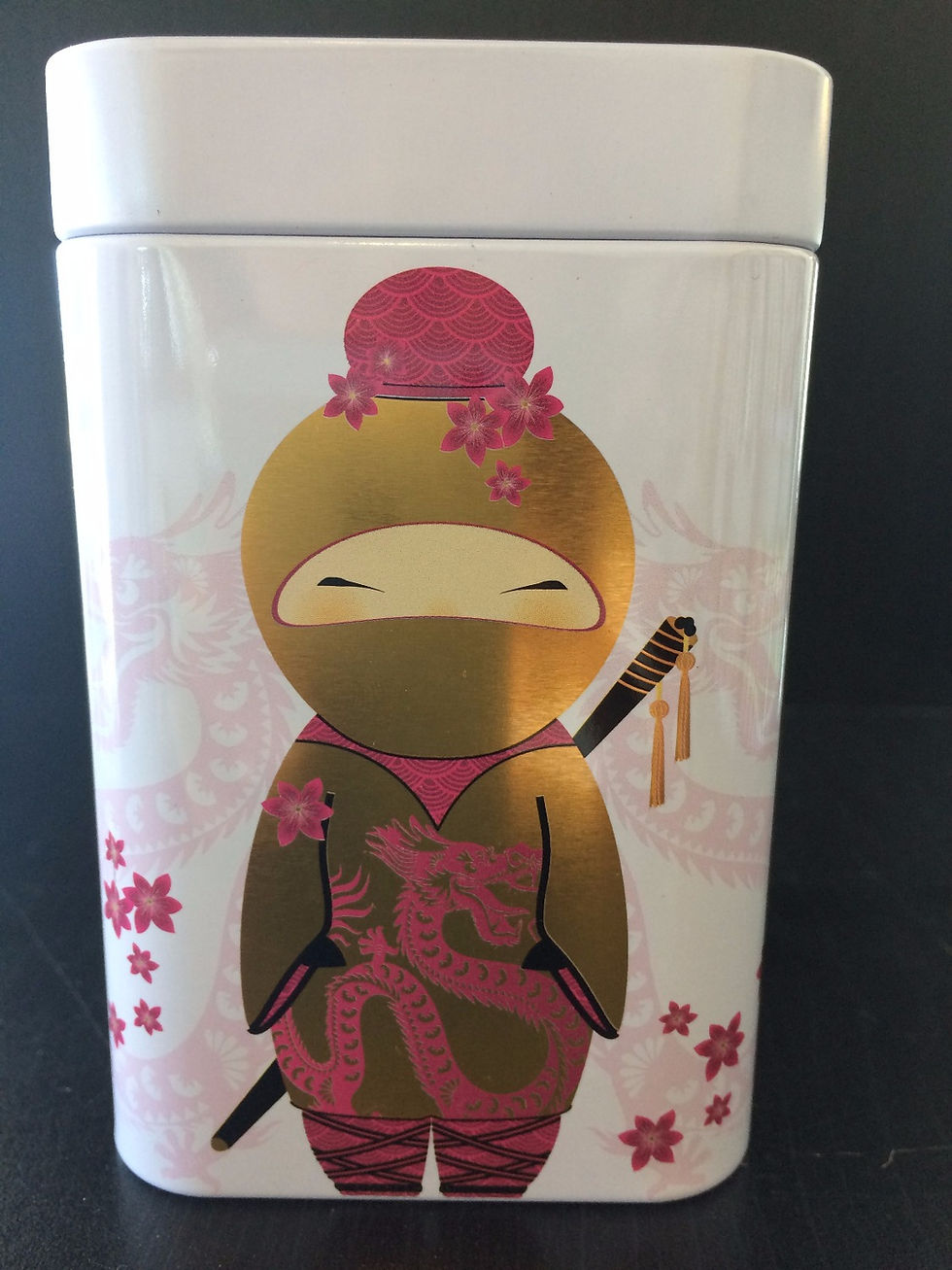 Thumbnail: Tea Tin "Little Ninja" Gold and Pink