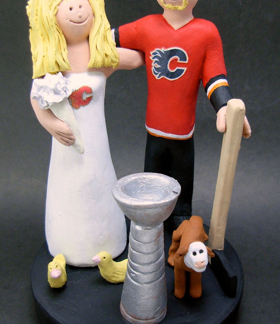 Thumbnail: Personalized Hockey Wedding Cake Topper, custom made to orde