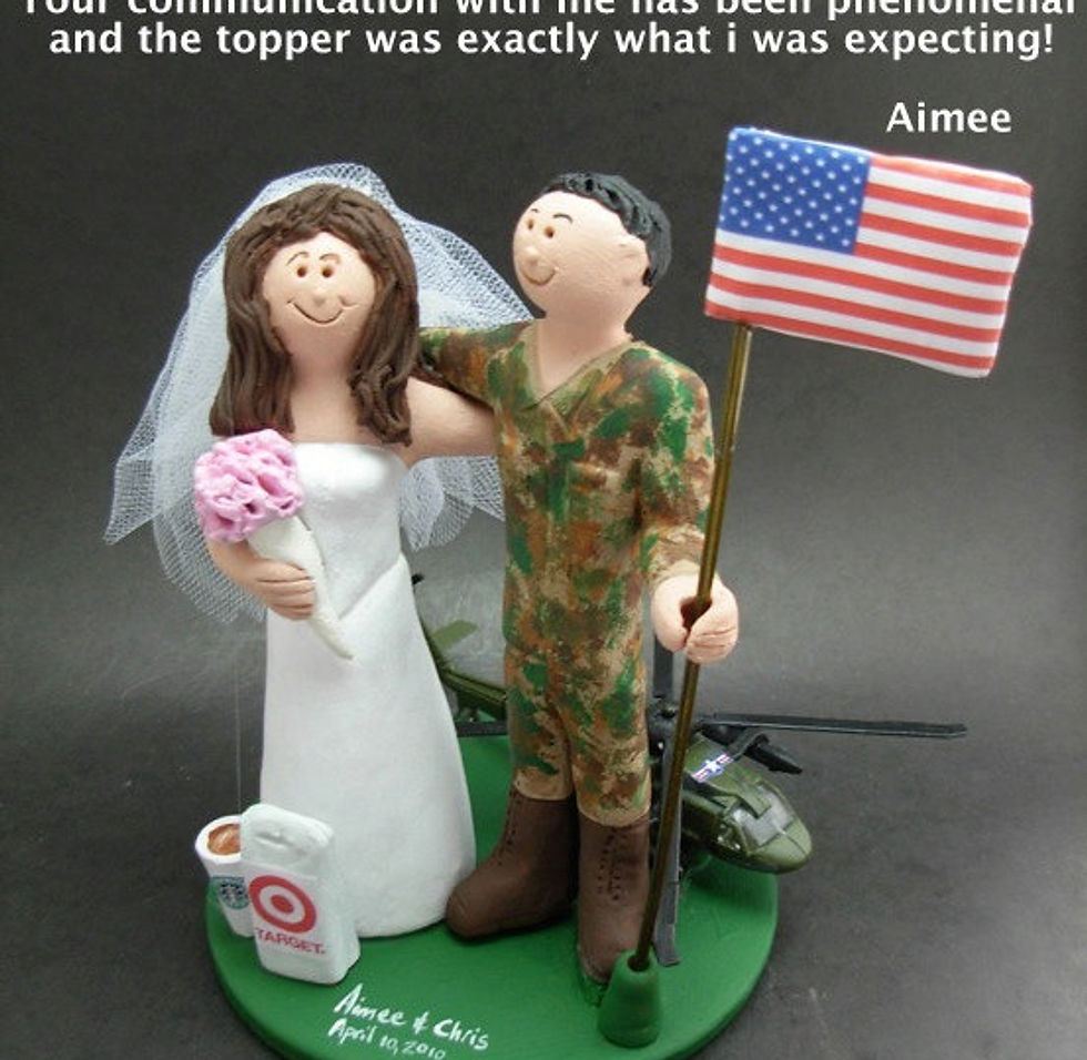 Thumbnail: German Bride American Army Groom Wedding Cake Topper, Intern