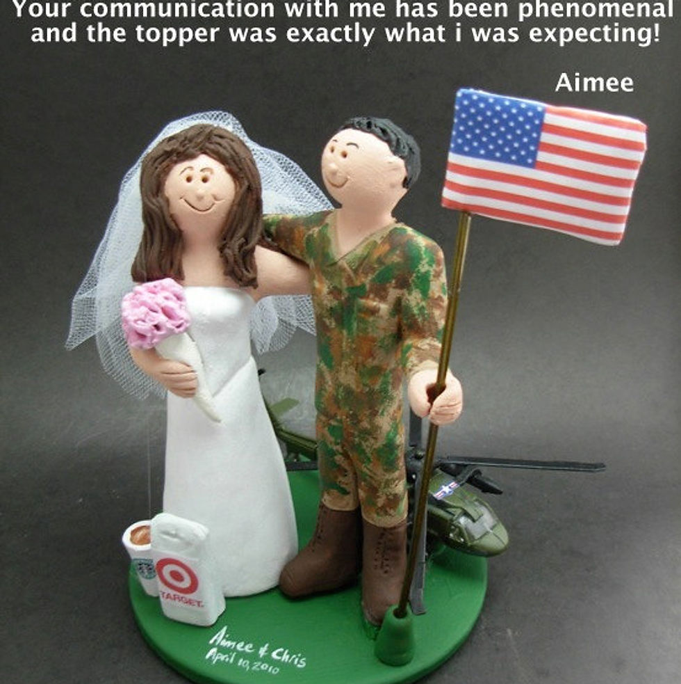 Thumbnail: European (Latvia) Bride American Groom Wedding Cake Topper,