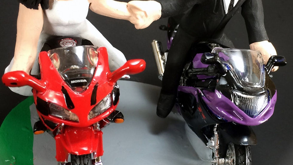 Thumbnail: Crotch Rocket Motorcycles Wedding Cake Topper - Custom made