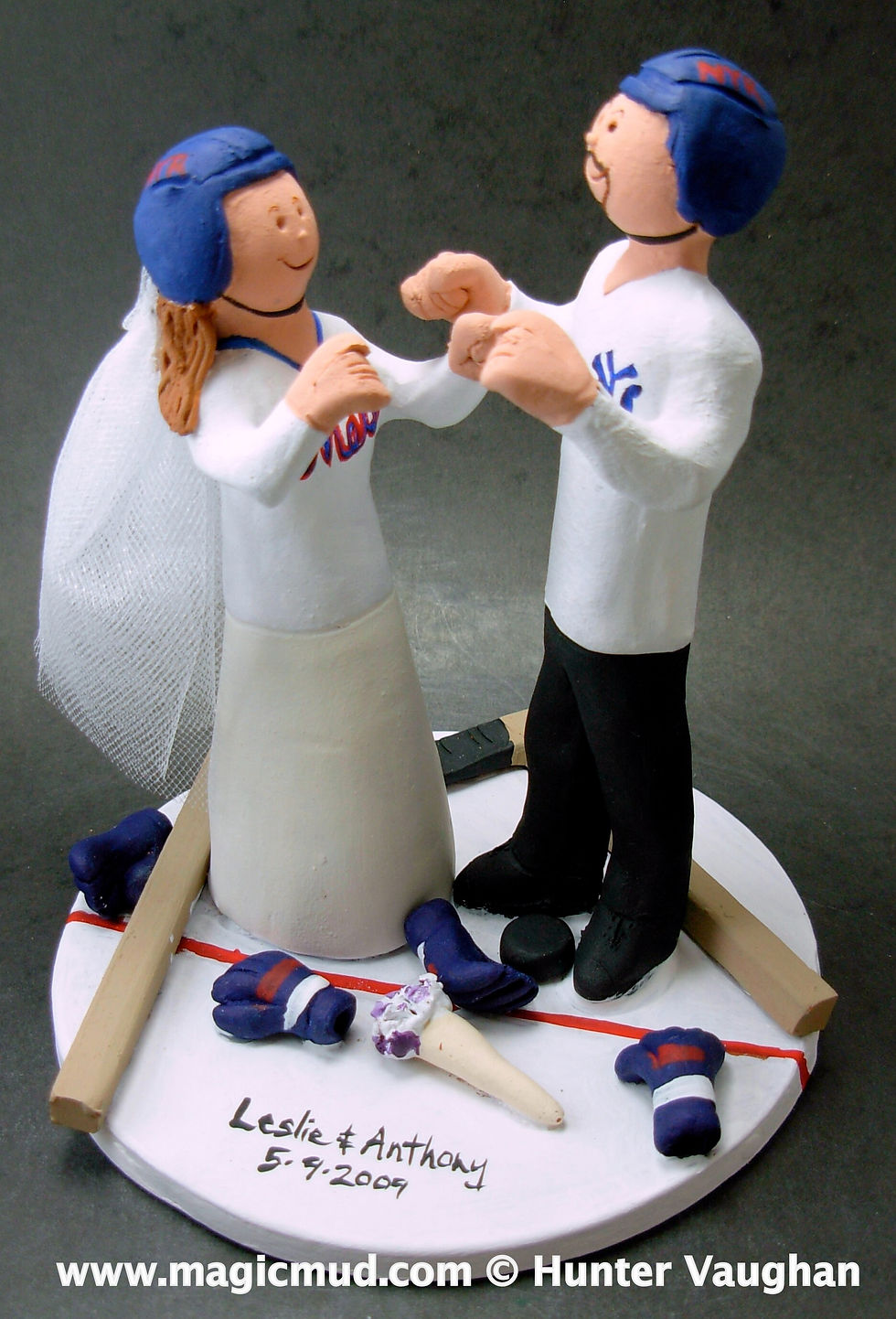 Thumbnail: Chicago Blackhawks Hockey Wedding Cake Topper, Hockey Bride
