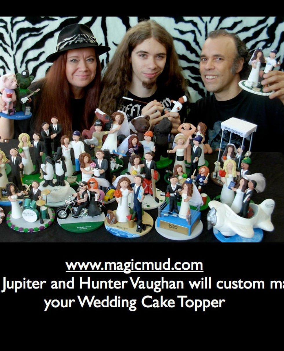 Thumbnail: Bride and Groom in Pool Wedding Cake Topper  - Custom Made S