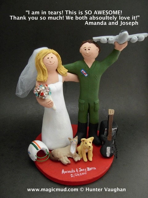 Thumbnail: Air Force Pilot Groom In Uniform Wedding Cake Topper, USAF P