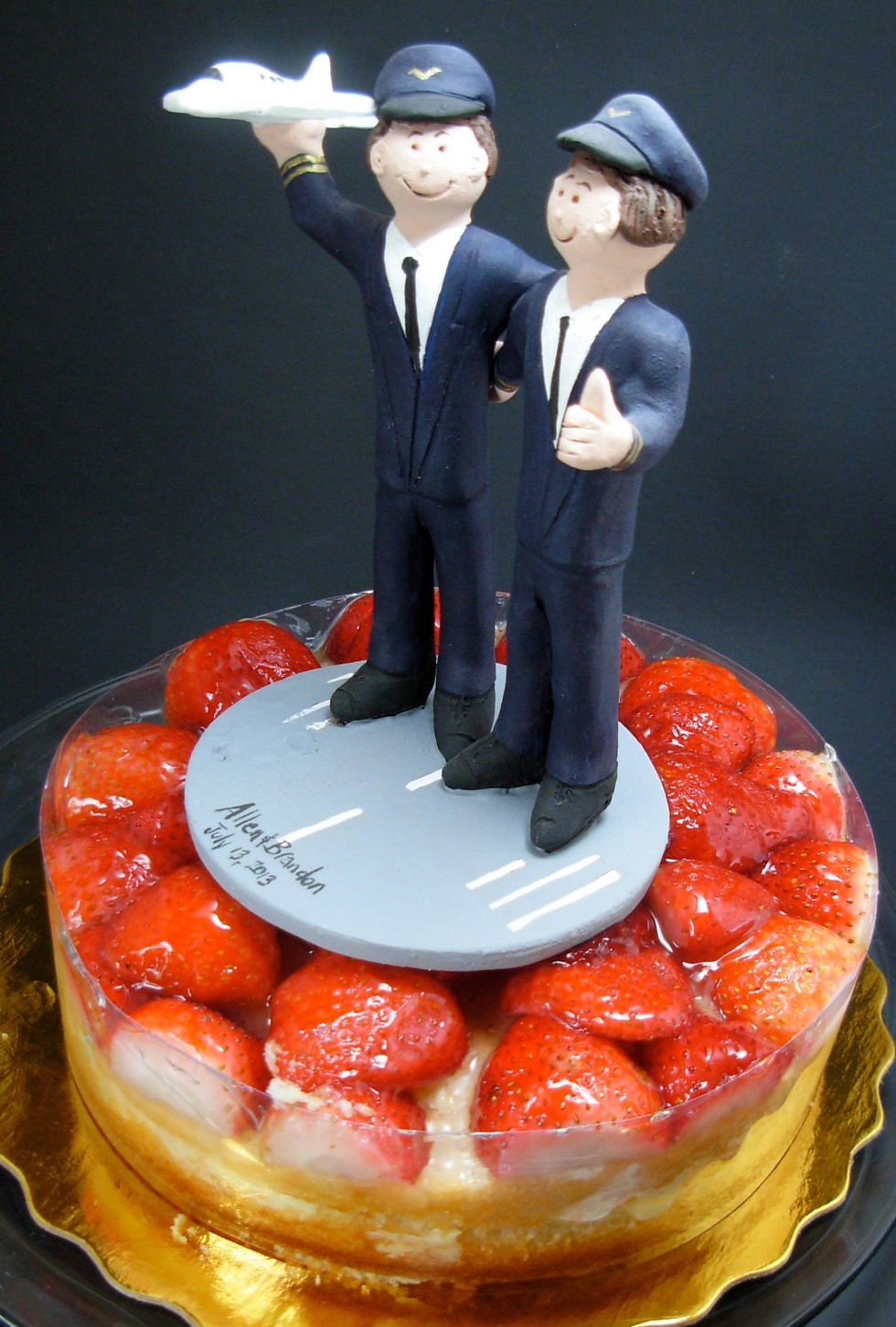 Thumbnail: Interracial Same Sex Men's Wedding Cake Topper, Gay Bi-Racia