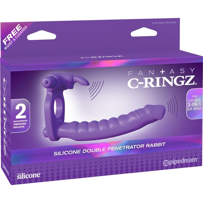 FANTASY C-RINGZ SILICONE DOUBLE PENETRATOR RABBIT