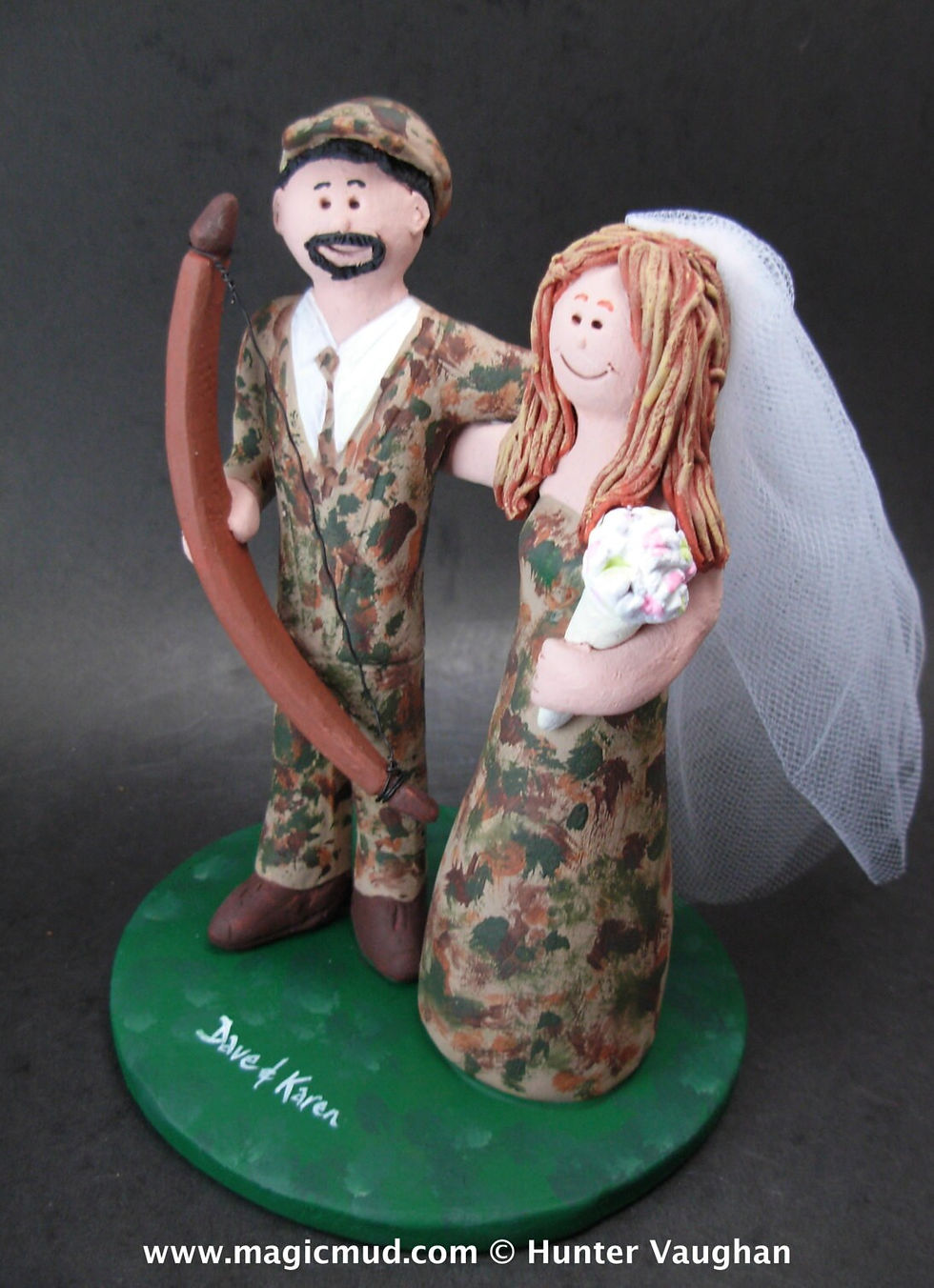 Thumbnail: NRA Hunter Groom Wedding Cake Topper, Cowboy Bride Wedding C