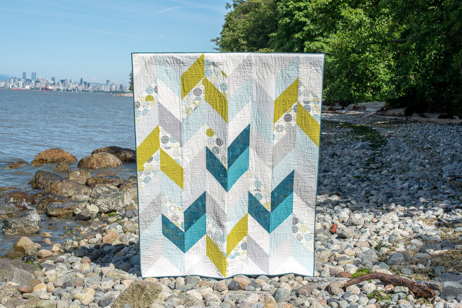 Upside/Downside Modern Quilt - Contemporary Quilt - Throw Quilt