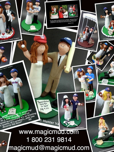 Thumbnail: Baseball Bride at Homeplate Wedding Cake Topper, Cleveland I