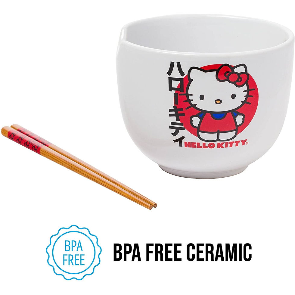 Thumbnail: SANRIO Hello Kitty Japanese Name 20oz Cup Noodle RAMEN BOWL W/CHOPSTICKS