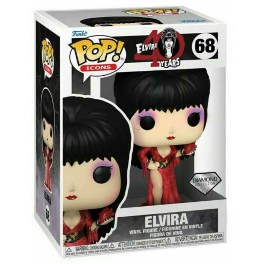 Exclusive Diamond Pop! #068 ELVIRA 40th Horror Icons Mistress of the Dark Glitte