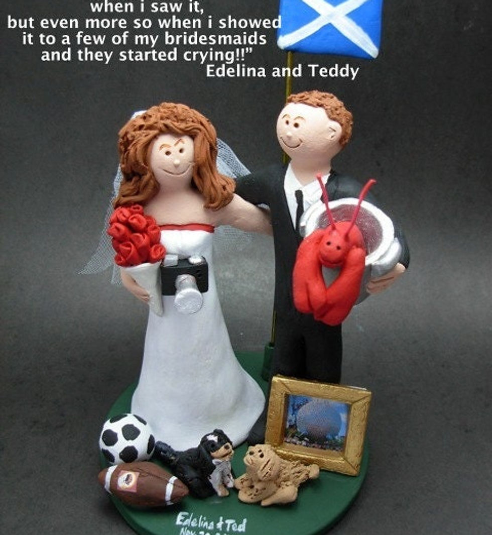 Thumbnail: Brazilian Bride Indian Groom Wedding Cake Topper, Internatio