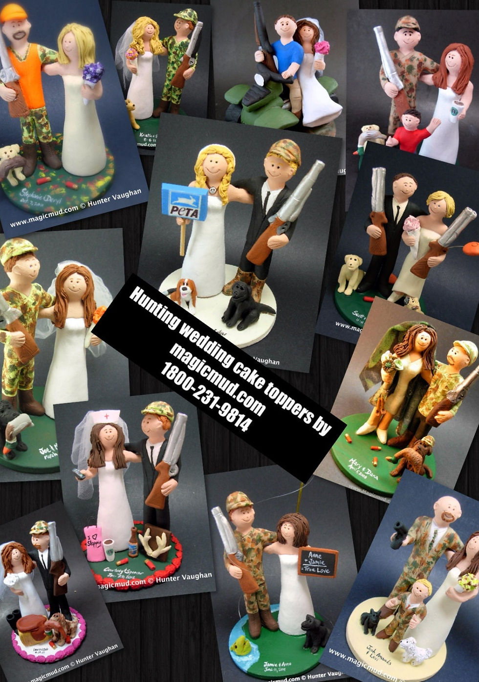 Thumbnail: Bride with Iphone Wedding Cake Topper, Hunters Wedding Cake