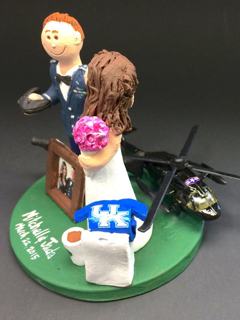 Thumbnail: Blackhawk Helicopter Wedding Cake Topper, Pilot's Wedding Ca