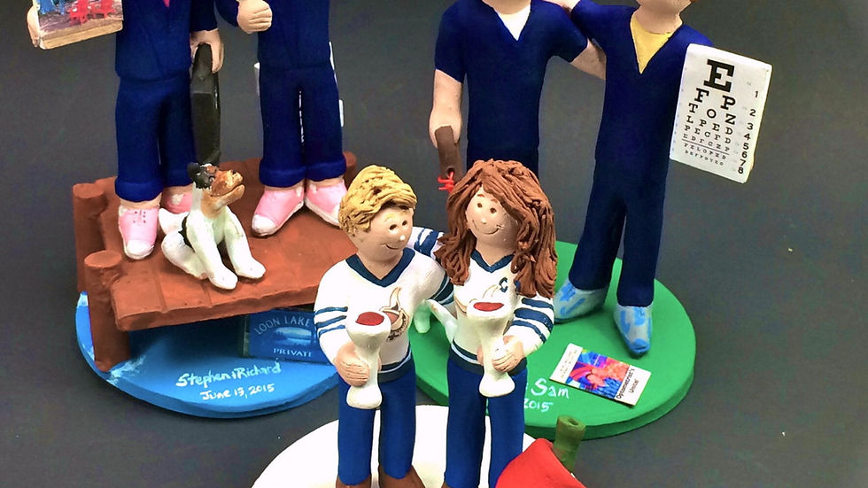 Thumbnail: Gay Grooms with Goatees Wedding Cake Topper, Gay Wedding Cak