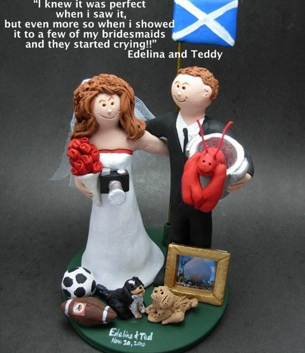 Thumbnail: Scooter Wedding Cake Topper - Custom Made Vespa Riders Weddi