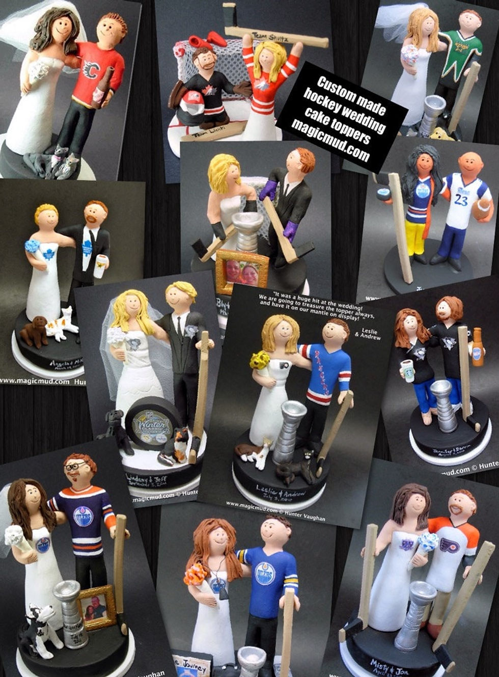 Thumbnail: Custom Made Hockey Wedding Cake Topper, Hockey Bride and Gro