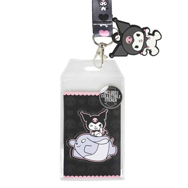 Sanrio Kuromi Lanyard ID Card Holder w/sticker Bioworld202304(6-5 as 999 b4)